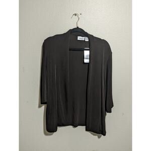 Chico's Travelers NWT Mea Jacket Sz 1 Chocolate Chip Slinky Knit Open Front